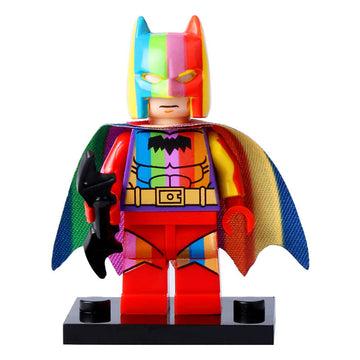 Rainbow Batman (Batman 3: Beyond Gotham) DC Super Heroes Custom Brick Compatible Minifigure Toy