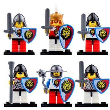 Medieval Castle Royal Lion Knights Custom Brick Compatible Minifigure Set 6Pcs