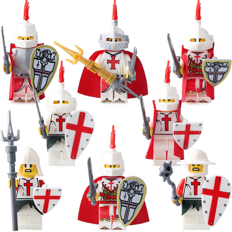 Medieval Castle Crusader Knights Templar Custom Brick Compatible Minifigure Set 8Pcs