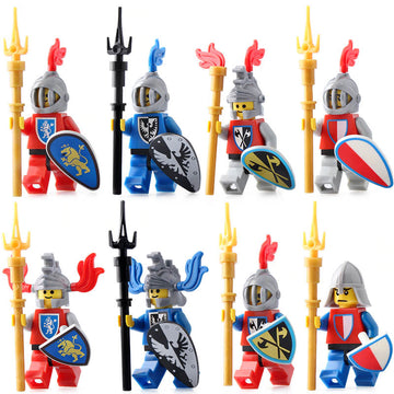 Medieval Castle Crusader Knights Custom Brick Compatible Minifigure Set 8Pcs