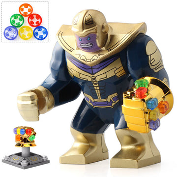 Thanos with Infinity Gauntlet Chrome Golden MCU Avengers Infinity War (2018) Custom Brick Compatible Minifigure Toy