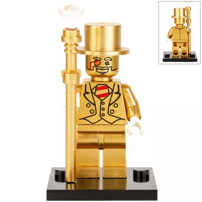 Mr Gold Gold Suit Gentleman CMF 10 Custom Brick Compatible Minifigure Toy