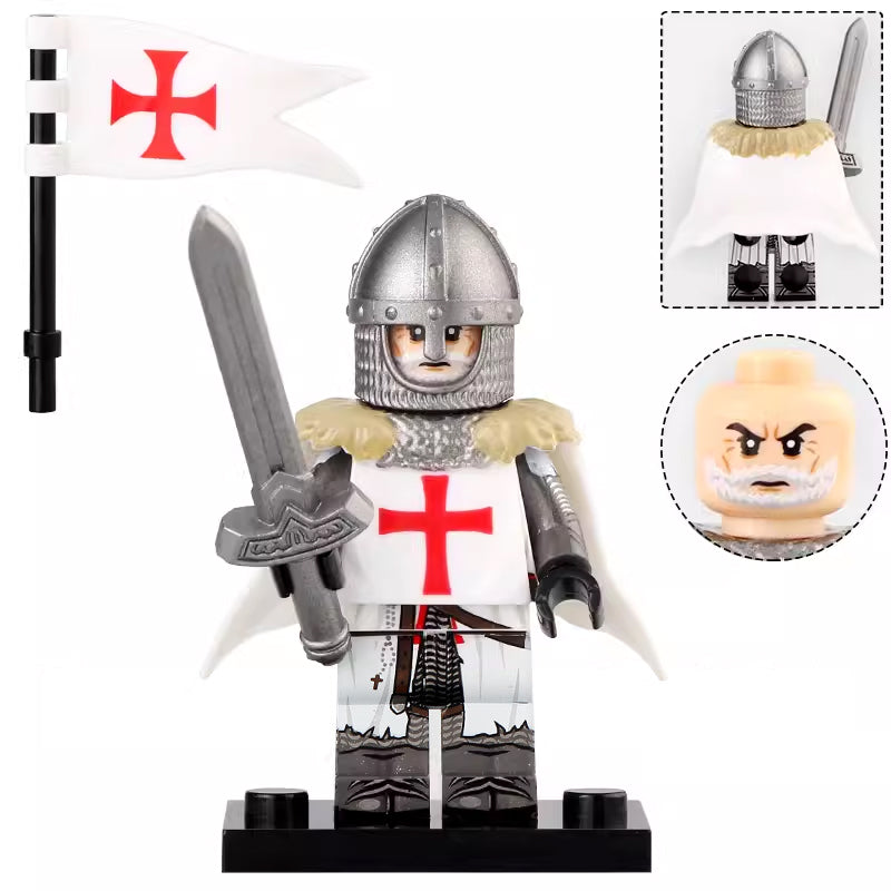 Medieval Knights Templar Crusader Knight Custom Brick Compatible Minifigure Toy