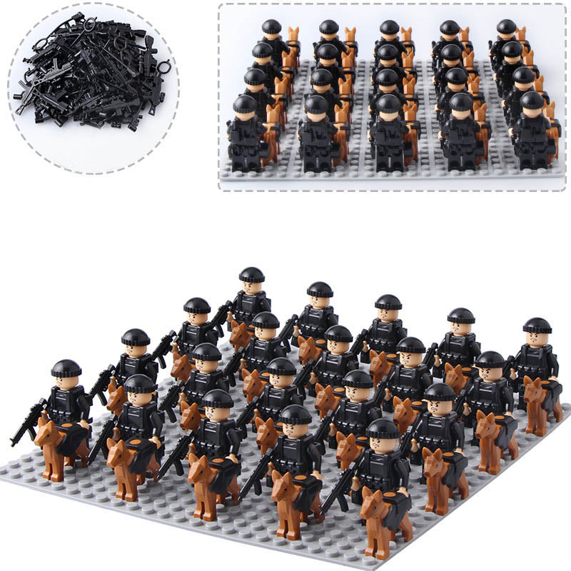 Police K9 Unit SWAT Tactical Officers with Dogs Custom Brick Compatible Minifigure Set 20Pcs