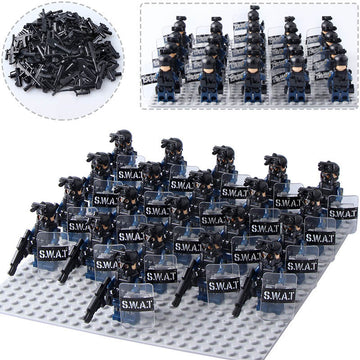 Police SWAT Riot Shield Special Forces Tactical Officers Custom Brick Compatible Minifigure Set 21Pcs