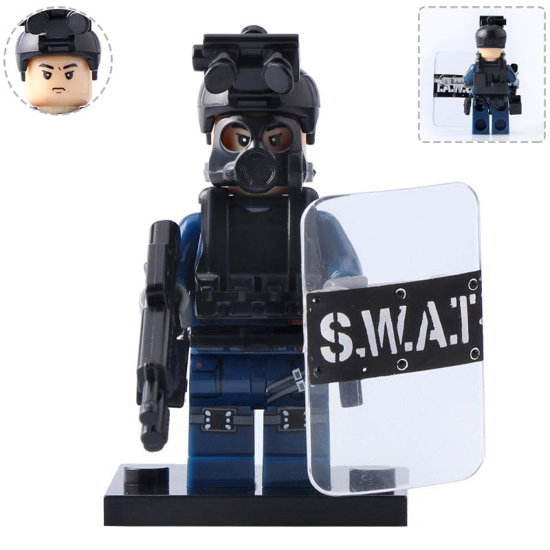 Police SWAT Special Forces Riot Shield Tactical Officer Custom Brick Compatible Minifigure Toy