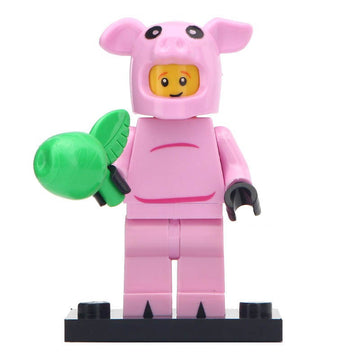 Pink Pig Costume Guy Custom Brick Compatible Minifigure Toy