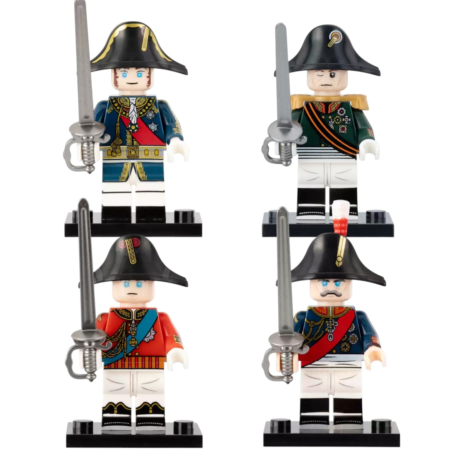 Napoleonic Era Military Generals Murat Kutuzov Wellesley Blucher Custom Brick Compatible Minifigure Toy