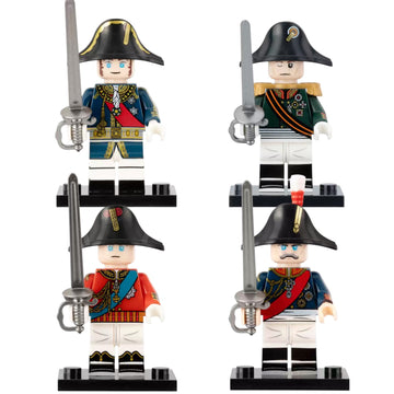 Napoleonic Era Military Generals Murat Kutuzov Wellesley Blucher Custom Brick Compatible Minifigure Toy