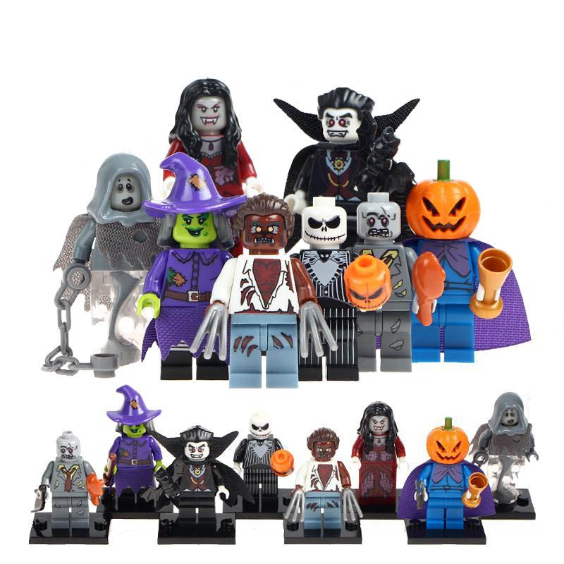 Halloween Horror Witch Jack Skellington Zombie Specter Headless Horseman Werewolf Vampire Custom Brick Compatible Minifigure Toy