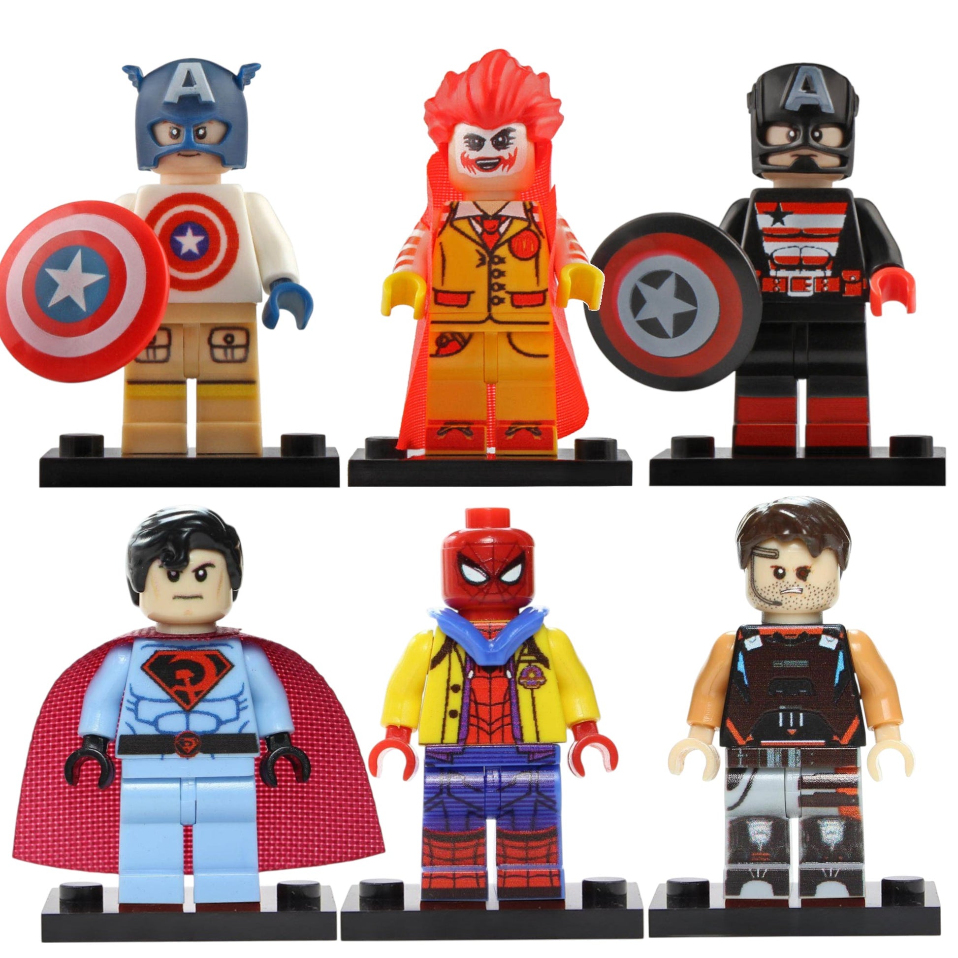 Spider-man Ronald McDonald Joker U.S. Agent Red Son Superman Deadshot Multiverse Superhero Custom Brick Compatible Minifigure Toy