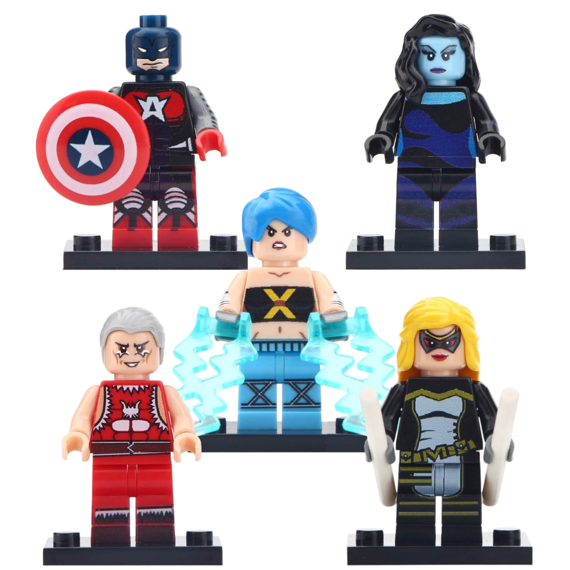 Aquaman Elsa Bloodstone Scarlet Witch Commander A Inque Snowflame Mockingbird Multiverse Superheroes Custom Brick Compatible Minifigure Toy