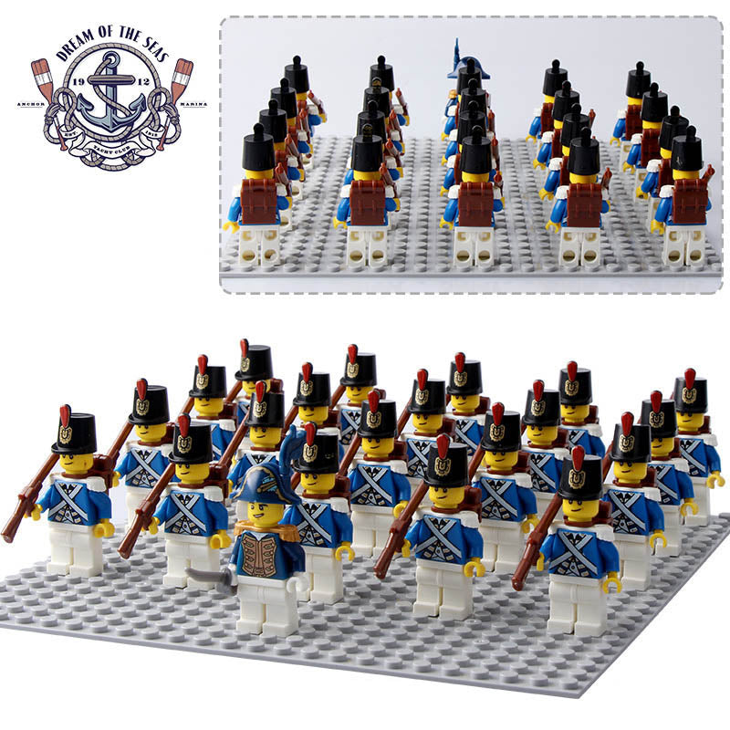 Pirates III Royal Navy Bluecoat Soldier V2 Custom Brick Compatible Minifigure Toy Set 21 pcs