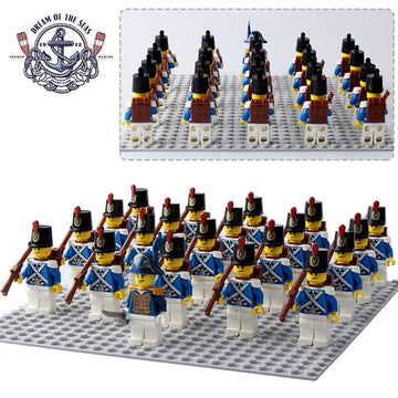 Pirates III Royal Navy Bluecoat Soldier V2 Custom Brick Compatible Minifigure Toy Set 21 pcs