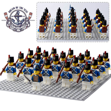 Pirates III Royal Navy Bluecoat Soldier 3 Custom Brick Compatible Minifigure Toy Set 21 Pieces