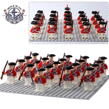 Pirates of the Caribbean British Redcoat Soldiers Custom Brick Compatible Minifigure Toy Set 21Pcs