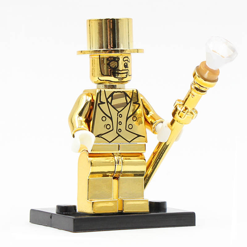 Mr Gold Rare Collectible CMF 10 Golden Gentleman Custom Brick Compatible Minifigure Toy