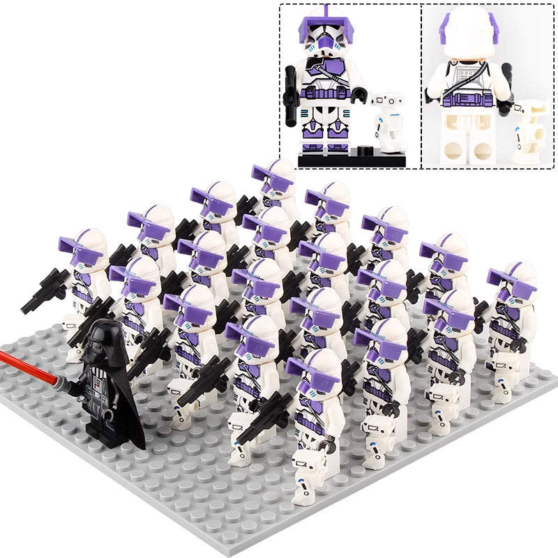 Star Wars Legends 187th Legion Clone Trooper Soldier with BD Droid Custom Brick Compatible Minifigure Set 21Pcs