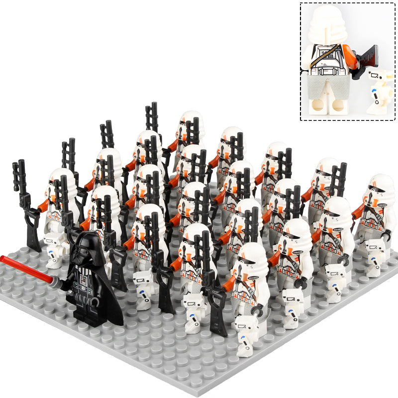 Star Wars The Clone Wars 212th Attack Battalion Airborne Clone Paratrooper Soldier with BD Droid Custom Brick Compatible Minifigure Set 21Pcs