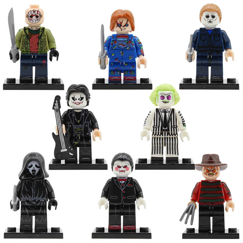 Michael Myers Ghostface Jason Voorhees Freddy Krueger Chucky Beetlejuice Crow Billy Horror Movie Custom Brick Compatible Minifigure Toy