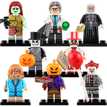 Horror Movie Jack Skellington Pumpkin King Sally Shock Captain Spaulding Herbert West Regan MacNeil Pinhead Pennywise Custom Brick Compatible Minifigure Toy