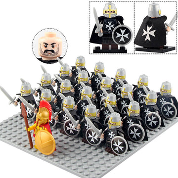 Knights Hospitaller Crusader Army Medieval Warriors Custom Brick Compatible Minifigure Set 21Pcs