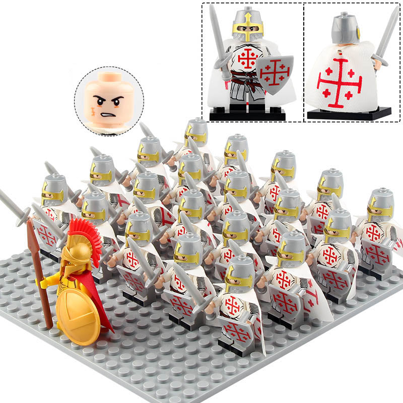 Knights of the Holy Sepulchre Crusader Army Medieval Warriors Custom Brick Compatible Minifigure Set 21Pcs
