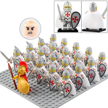 Medieval Knights Templar Crusader Army Custom Brick Compatible Minifigure Set 21Pcs
