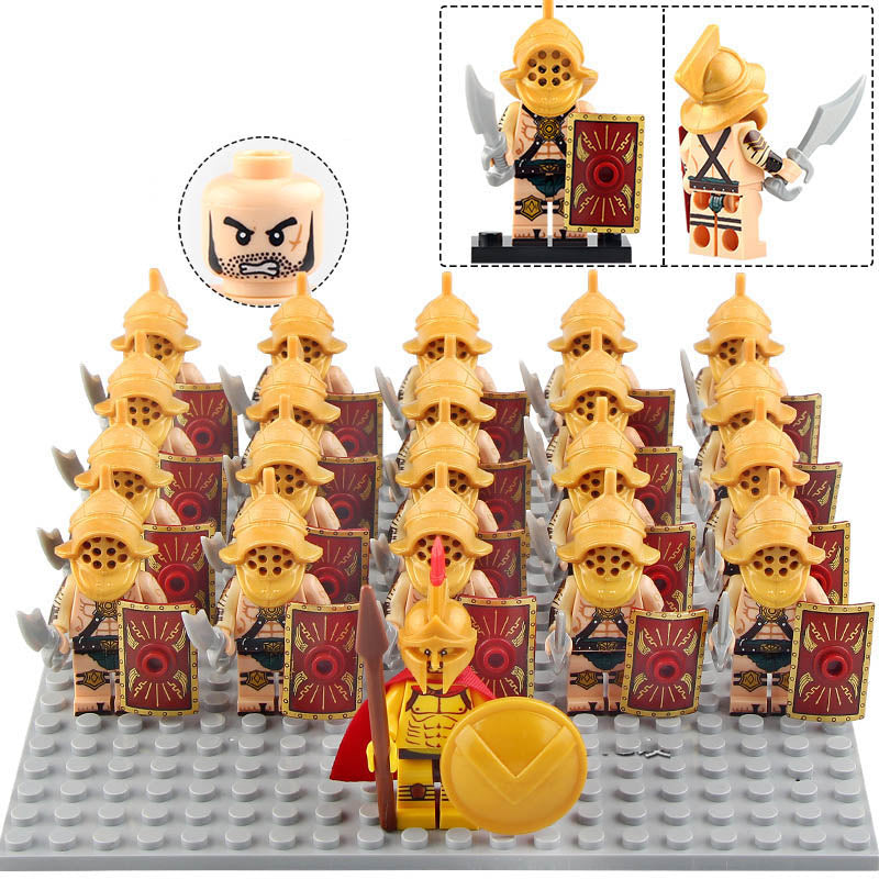 Ancient Roman Gladiator Arena Warrior Custom Brick Compatible Minifigure Set 21Pcs