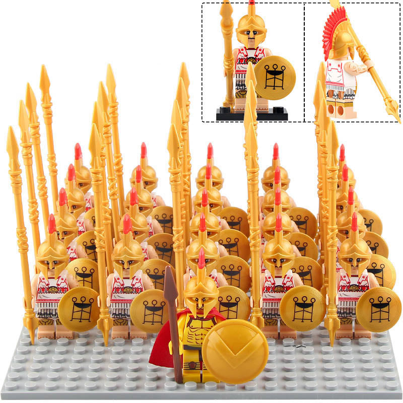 Ancient Greek Hoplite Phalanx Spearman Warrior Custom Brick Compatible Minifigure Set 21Pcs