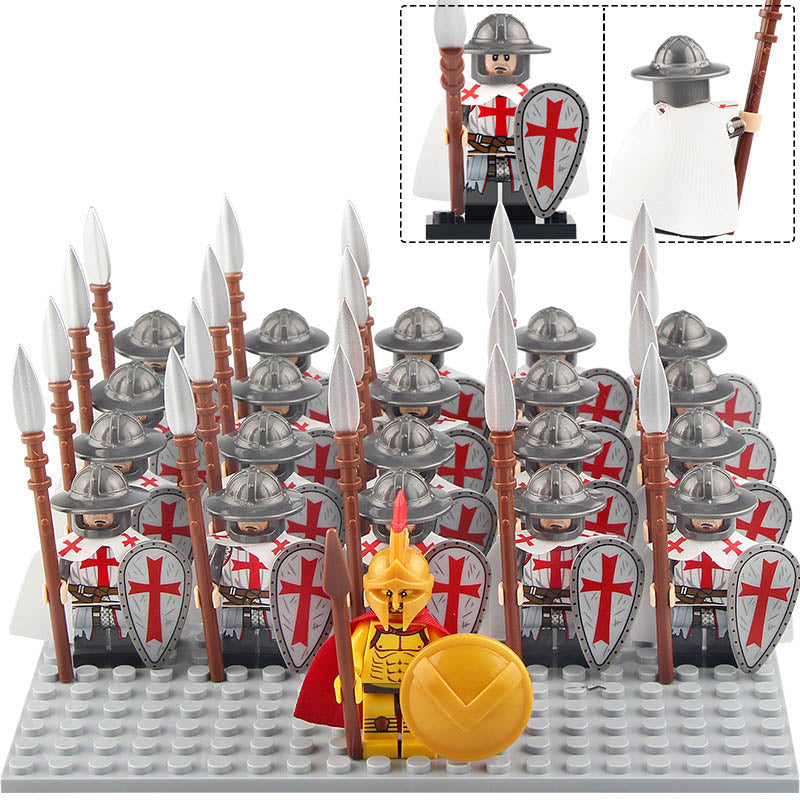 Knights Templar Crusader Order Medieval Warrior Custom Brick Compatible Minifigure Set 21Pcs