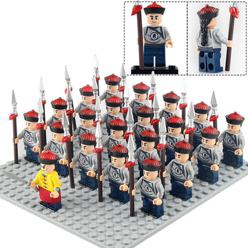 Ancient China Qing Dynasty Yong Ying Brave Battalion Soldier Custom Brick Compatible Minifigure Set 21Pcs