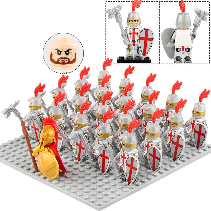 Medieval Crusader Knights Templar Battle Priest Custom Brick Compatible Minifigure Set 21Pcs