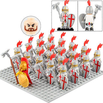 Medieval Crusader Knights Templar Battle Priest Custom Brick Compatible Minifigure Set 21Pcs