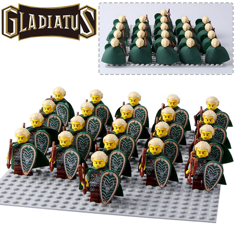 Elf Hunter Medieval Archer Forest Warrior Castle Knight Custom Brick Compatible Minifigure Set 21Pcs