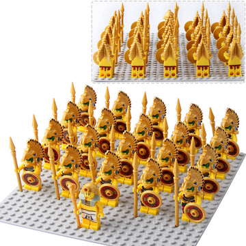 Ancient Aztec Warrior Tribal Spear Shield Custom Brick Compatible Minifigure Set 21Pcs
