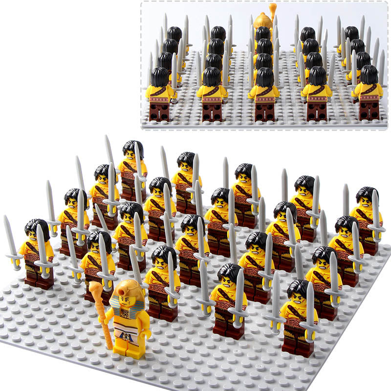 Medieval Barbarian Warrior Dual Sword Raider Custom Brick Compatible Minifigure Set 21Pcs