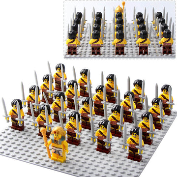 Medieval Barbarian Warrior Dual Sword Raider Custom Brick Compatible Minifigure Set 21Pcs