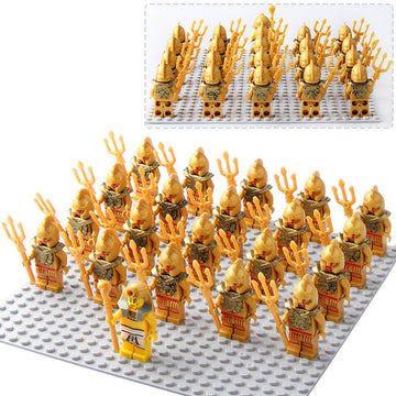 Atlantis Temple Poseidon Statue Ancient Sea God Guardian Custom Brick Compatible Minifigure Set 21Pcs