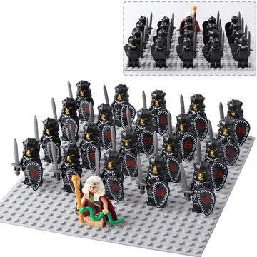 Dark Evil Knight Medieval Black Armor Warrior Custom Brick Compatible Minifigure Set 21Pcs
