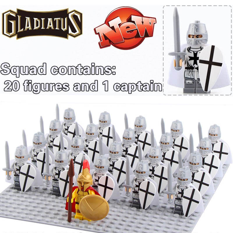 Medieval Teutonic Knight Crusader Castle Warrior Custom Brick Compatible Minifigure Set 21Pcs