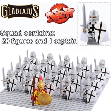 Medieval Teutonic Knight Crusader Castle Warrior Custom Brick Compatible Minifigure Set 21Pcs