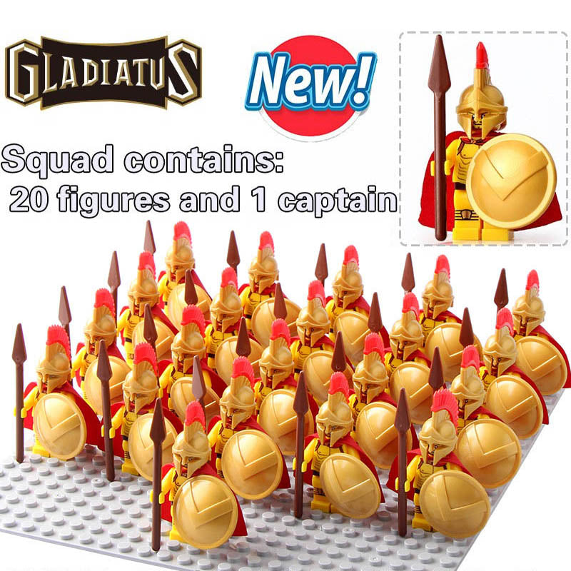 Ancient Rome Roman Centurion Legion Commander Golden Armor Custom Brick Compatible Minifigure Set 21Pcs