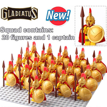 Ancient Rome Roman Centurion Legion Commander Golden Armor Custom Brick Compatible Minifigure Set 21Pcs