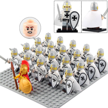 Medieval Teutonic Knights Crusader Army Custom Brick Compatible Minifigure Set 21Pcs