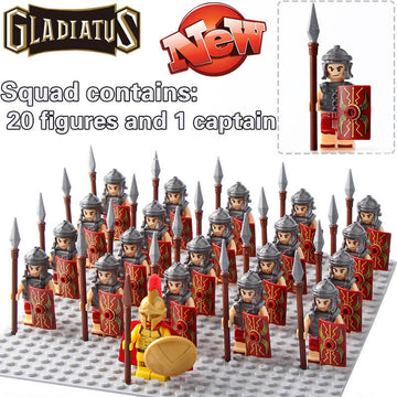 Ancient Rome Roman Legionary Heavy Infantry Soldier Custom Brick Compatible Minifigure Set 21Pcs