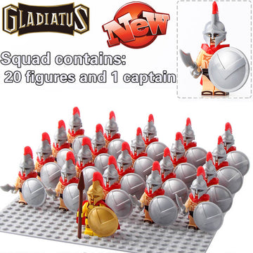 Ancient Greece Spartan Hoplite Warrior Spear and Shield Custom Brick Compatible Minifigure Set 21Pcs