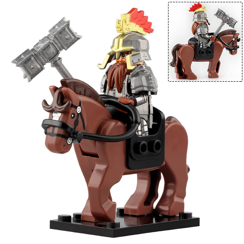 LOTR Dain II Ironfoot Dwarf Cavalry on War Horse Custom Brick Compatible Minifigure Toy