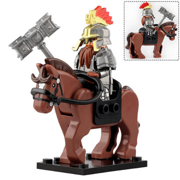 LOTR Dain II Ironfoot Dwarf Cavalry on War Horse Custom Brick Compatible Minifigure Toy