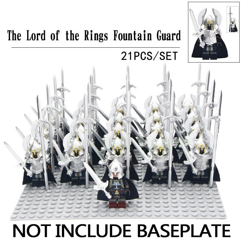 The Lord of the Rings Gondor Fountain Guard Minas Tirith Soldiers Custom Brick Compatible Minifigure Set 21Pcs